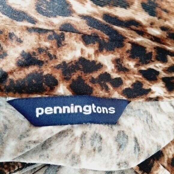 PENNINGTONS / Leopard Button Down Stretchy Blouse Ruffle Sz 4X - Picture 8 of 9